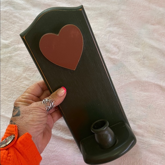 Amish Candle Shelf Vintage Timeworn Heart American Heirloom Sconce - Picture 2 of 7